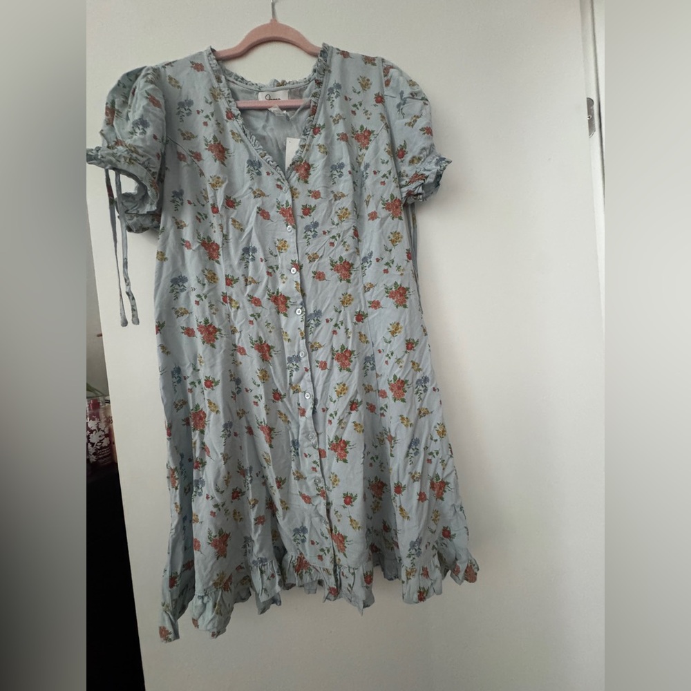 Japna Floral Midi Dress - Blue and Red